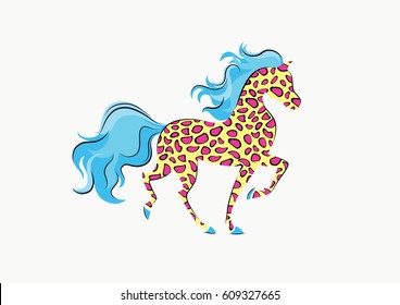 Blue Retro horse