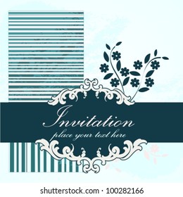blue retro invitation
