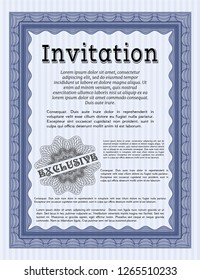 Blue Retro invitation. With background. Retro design. Detailed. 