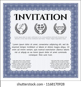 Blue Retro invitation. Beauty design. With background. Vector illustration. 