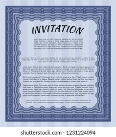 Blue Retro invitation. Beauty design. Complex background. Vector illustration. 
