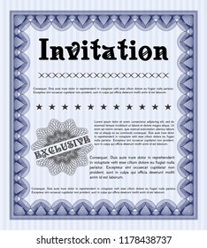 Blue Retro invitation. Complex background. Cordial design. Vector illustration. 