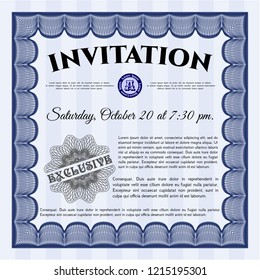 Blue Retro invitation. Complex background. Customizable, Easy to edit and change colors. Perfect design. 