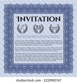 Blue Retro invitation. Complex background. Vector illustration. Nice design. 