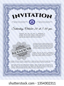Blue Retro invitation. Complex background. Perfect design. Vector illustration. 