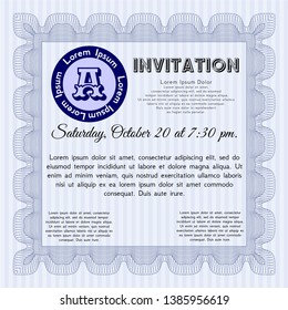 Blue Retro invitation. Complex background. Vector illustration. Modern design. 