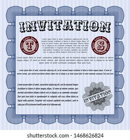 Blue Retro invitation. With complex background. Detailed. Sophisticated design. 