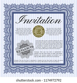Blue Retro invitation. With complex linear background. Money design. Customizable, Easy to edit and change colors. 