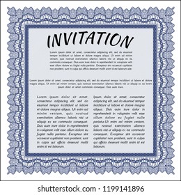  Blue Retro invitation. With complex linear background. Artistry design. Vector illustration. 