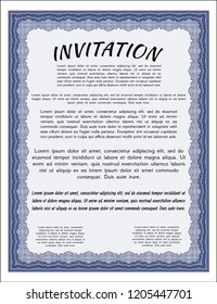 Blue Retro invitation. With complex linear background. Vector illustration. Excellent design. 
