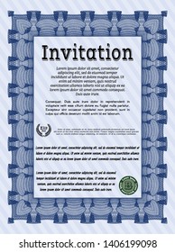 Blue Retro invitation. Cordial design. Customizable, Easy to edit and change colors. With background. 
