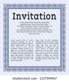 Blue Retro invitation. Customizable, Easy to edit and change colors. With complex background. Excellent design. 