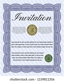 Blue Retro invitation. Customizable, Easy to edit and change colors. Printer friendly. Modern design. 