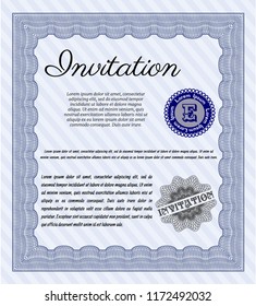 Blue Retro invitation. Customizable, Easy to edit and change colors. Printer friendly. Beauty design. 