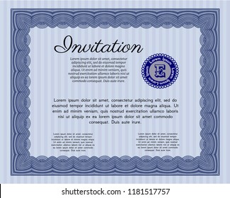 Blue Retro invitation. Customizable, Easy to edit and change colors. With quality background. Modern design. 