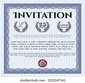 Blue Retro invitation. Customizable, Easy to edit and change colors. With linear background. Money design. 