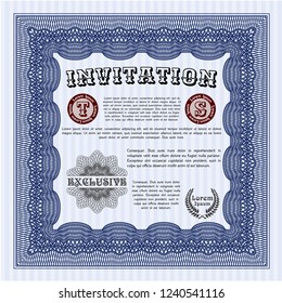 Blue Retro invitation. Customizable, Easy to edit and change colors. With quality background. Nice design. 