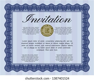 Blue Retro invitation. Customizable, Easy to edit and change colors. Printer friendly. Lovely design. 