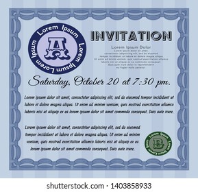 Blue Retro invitation. Customizable, Easy to edit and change colors. Easy to print. Perfect design. 