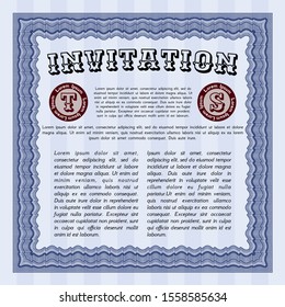 Blue Retro invitation. Customizable, Easy to edit and change colors. Easy to print. Superior design. 