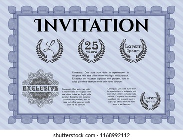 Blue Retro invitation. Retro design. Customizable, Easy to edit and change colors. Easy to print. 