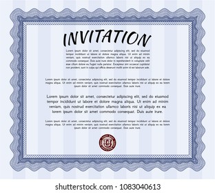  Blue Retro invitation. Detailed. With complex background. Modern design. 