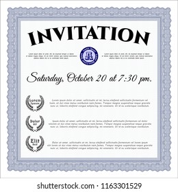 Blue Retro invitation. Detailed. With complex background. Beauty design. 