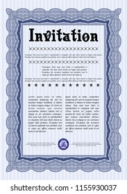 Blue Retro invitation. Easy to print. Lovely design. Customizable, Easy to edit and change colors. 