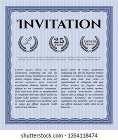 Blue Retro invitation. Easy to print. Vector illustration. Elegant design. 