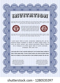Blue Retro invitation. Elegant design. Vector illustration. With complex linear background. 