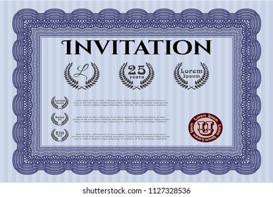 Blue Retro invitation. Excellent design. With quality background. Vector illustration. 