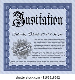 Blue Retro invitation. Excellent design. Vector illustration. With complex background. 