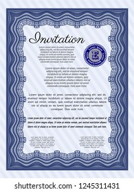 Blue Retro invitation. Excellent design. Detailed. With quality background. 