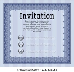 Blue Retro invitation. Good design. Detailed. With quality background. 