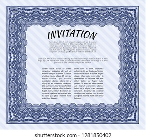 Blue Retro invitation. Good design. With background. Vector illustration. 