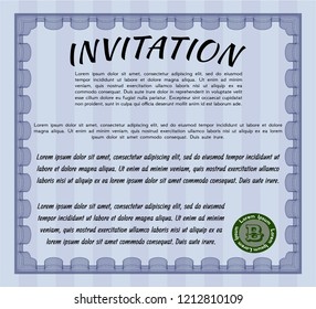 Blue Retro invitation. With linear background. Perfect design. Detailed. 