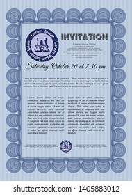 Blue Retro invitation. With linear background. Detailed. Perfect design. 
