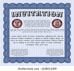 Blue Retro invitation. With linear background. Detailed. Perfect design. 