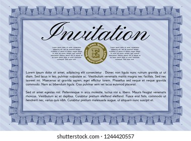 Blue Retro invitation. Lovely design. Vector illustration. With complex background. 