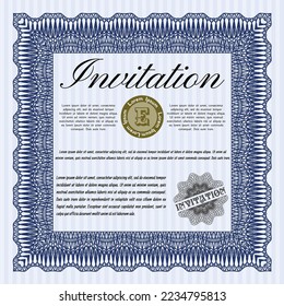 Blue Retro invitation. Lovely design. Printer friendly. Detailed. 