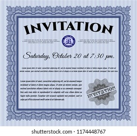 Blue Retro invitation. Money design. Detailed. With quality background. 