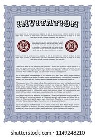 Blue Retro invitation. Money Pattern design. Vector illustration. Printer friendly. 
