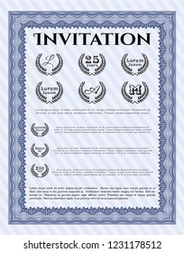 Blue Retro invitation. Money Pattern. Easy to print. Customizable, Easy to edit and change colors. 