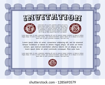 Blue Retro invitation. Money Pattern design. With background. Vector illustration. 