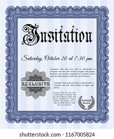 Blue Retro invitation. Nice design. Complex background. Detailed. 