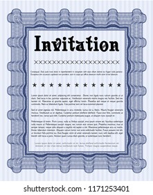 Blue Retro invitation. Printer friendly. Customizable, Easy to edit and change colors. Modern design. 
