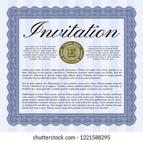 Blue Retro invitation. Printer friendly. Cordial design. Customizable, Easy to edit and change colors. 