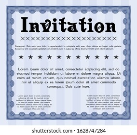Blue Retro invitation. Printer friendly. Detailed. Money style design. 