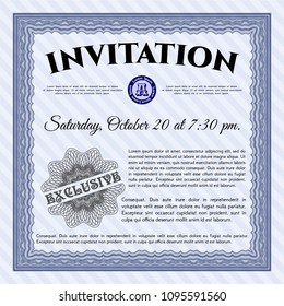 Blue Retro invitation. With quality background. Customizable, Easy to edit and change colors. Excellent design. 