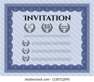 Blue Retro invitation. With quality background. Retro design. Vector illustration. 